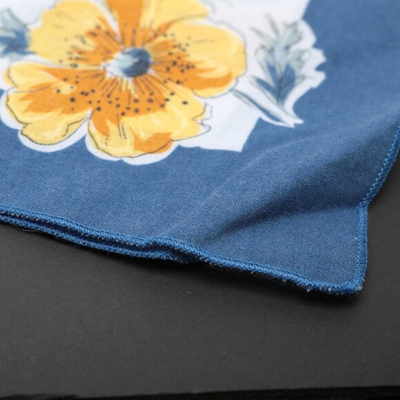 Vintage Floral Napkins 2pk Handkerchief Cottagecore Blue Yellow White Square - Picture 7 of 9